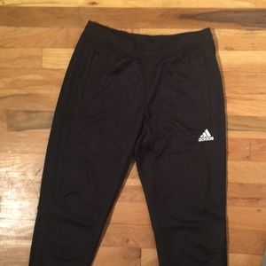 Adidas black with black stripe track pants